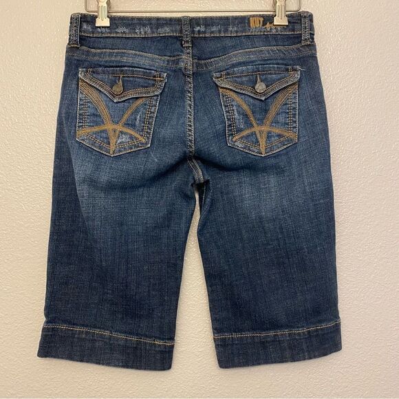 KUT from the Kloth Bermuda long Jean denim dark Wash mid rise Shorts 8 - Picture 3 of 8